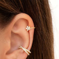Dainty 14k Gold Plated 925 Sterling Silver CZ Pave Flower Shape Helix Ear Cuff Earrings for Women