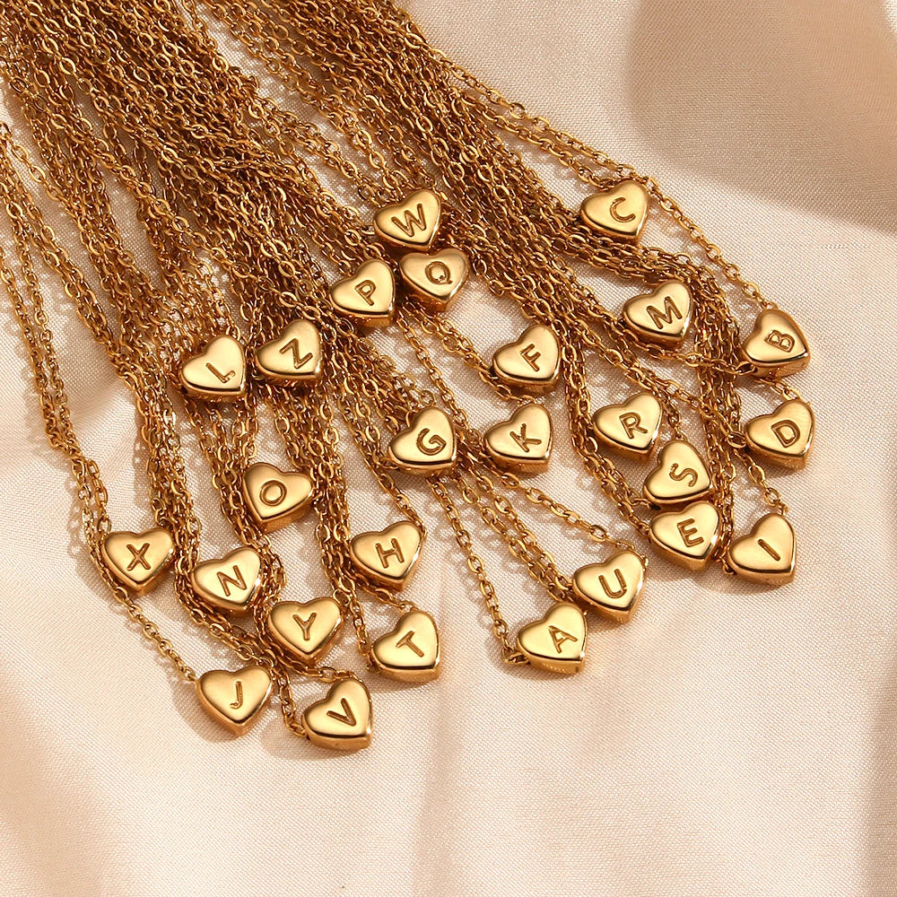 Wholesale Fashionable Stainless Steel Little Slide Heart Letter Charms Waterproof Tarnish Free Gold Plated Titanium for Making