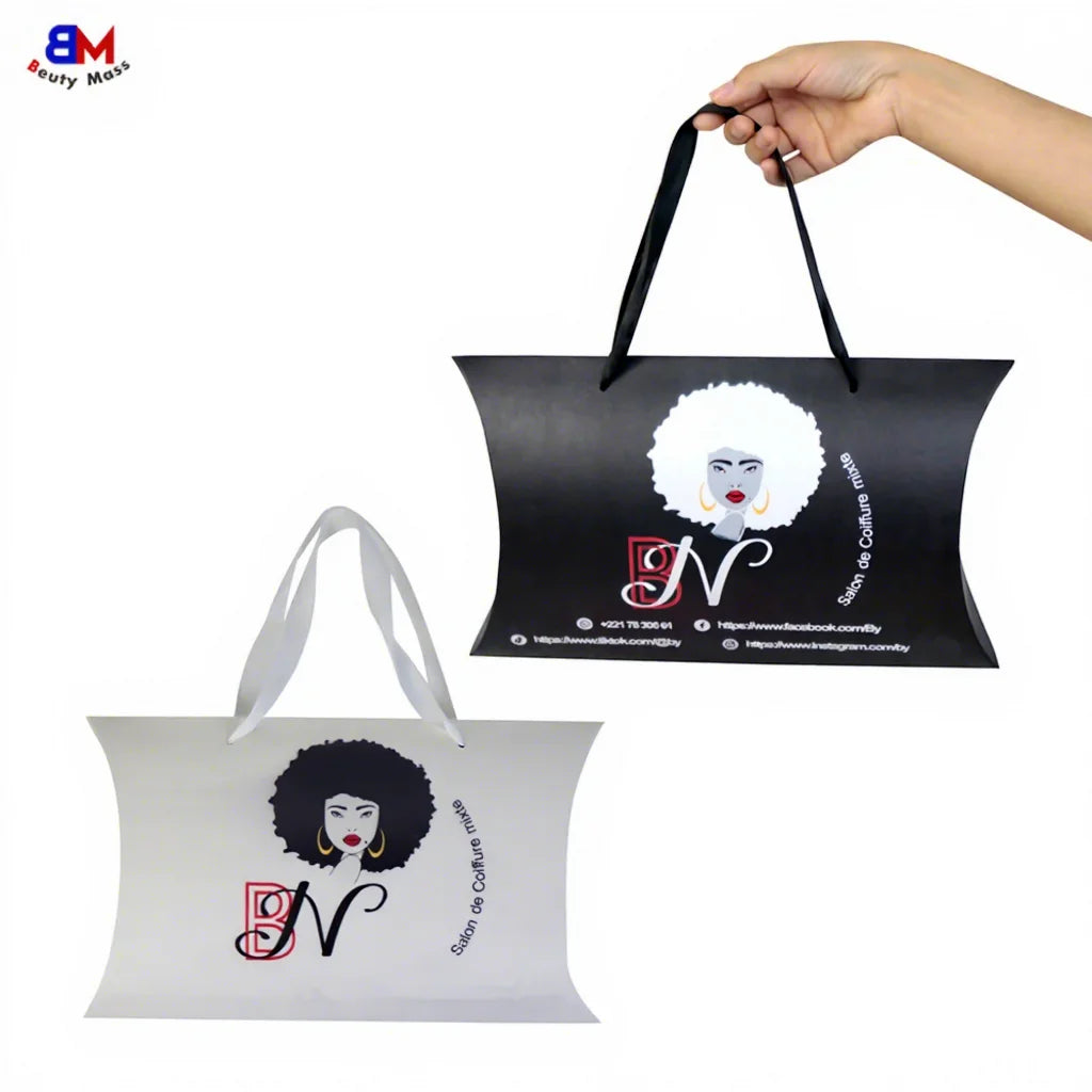 Luxury Wholesale Wig Boxes Custom logo Packaging Pillow Box Gift Box With Handle Hair Bundle Packaging