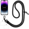 In Stock Fashion Black 10MM Polyester Phone Lanyard Crossbody Mobile Phone Strap With Mobile Phone Fixing Patch
