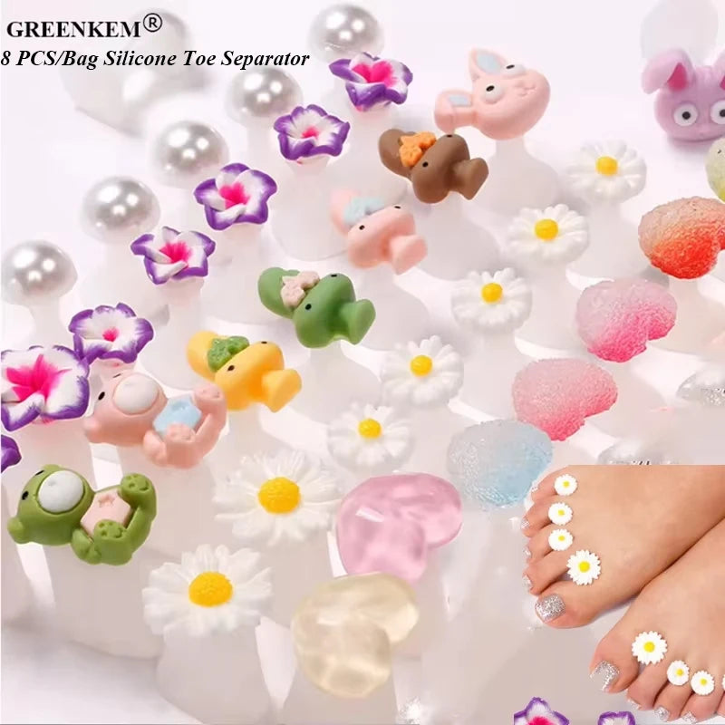 8 PCS/Bag New Nail Finger Divider Nail Art Tool Toe Spacing Device Silicone Toe Separator