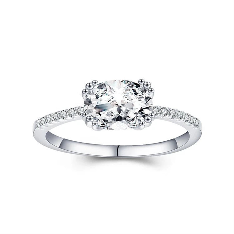 925 Sterling Silver Square Shape CZ Diamond Ring Women Simple Fashion Zircon Engagement Wedding Ring
