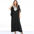 Fashion Black Bat Robe Traditional Wear Short Sleeves Islamic Muslim Clothing Long Hem Abaya Plus Size Women's Rayon