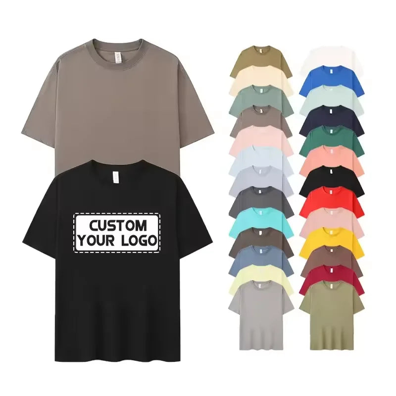 Custom Logo Oversize T Shirt 100% Cotton Heavyweight Short Sleeve Youth Uniform for School Streetwear Knitted Fabric 260 Grams