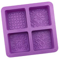 Custom 4-Cavity Square Flower Silicone Mold for Soap Candles Jelly Personalized Cake Tools