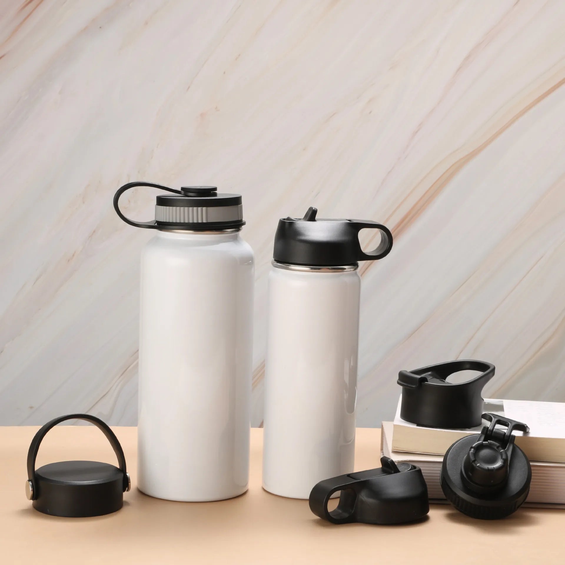 Stainless Steel Vacuum Thermos Insulated Bottle With Straw Big Capacity Double Walled Sports Water Bottle