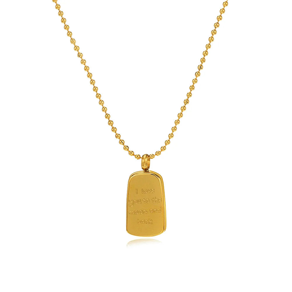 Trendy Gold-Plated Initial Necklace with Stainless Steel Square Nameplate Personalized Letter Pendant for Women for Engagement