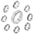 Stainless Steel Spinning Spinner Moon Star Chain Rotating Ring Meditation Spinning Rings Anxiety Fidget Rings for Men Women
