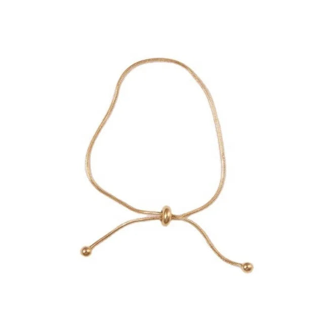 Aceon Monica Design Stainless Steel Anklet Snake Chain Trendy Rubber Bead Ending Adjustable for Wedding Party Anniversary Gift