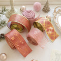 2025 Christmas Party Decor Hot Stamping Merry Christmas Ribbon Roll 63mm Xmas Glitter Bow Gift for Festive Season