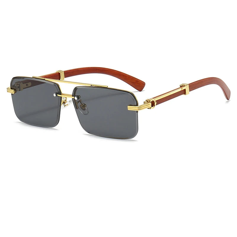 Wholesale New Rimless Square Frame Sunglasses for Women with UV400 Lens Gold Frame Fashionable Sun Glasses for Men