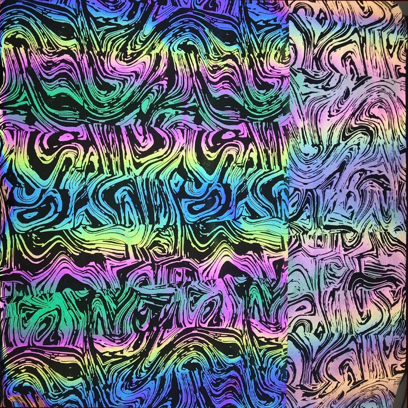 Factory Custom New Design Pattern rainbow Color Rose Printing Reflective Effect Fashion Textile Fabric for Jacket Clothes Bikini
