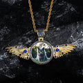 Custom Photo Pendant Necklace 18K Gold Plated Wing Design Hip Hop Copper Zircon Photo Necklace DIY Personalized Jewelry