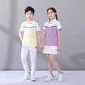 Customized Campus Style Skin-Friendly Symmetric Striped Color-Blocked Design Teenagers' Golf Polo Shirt