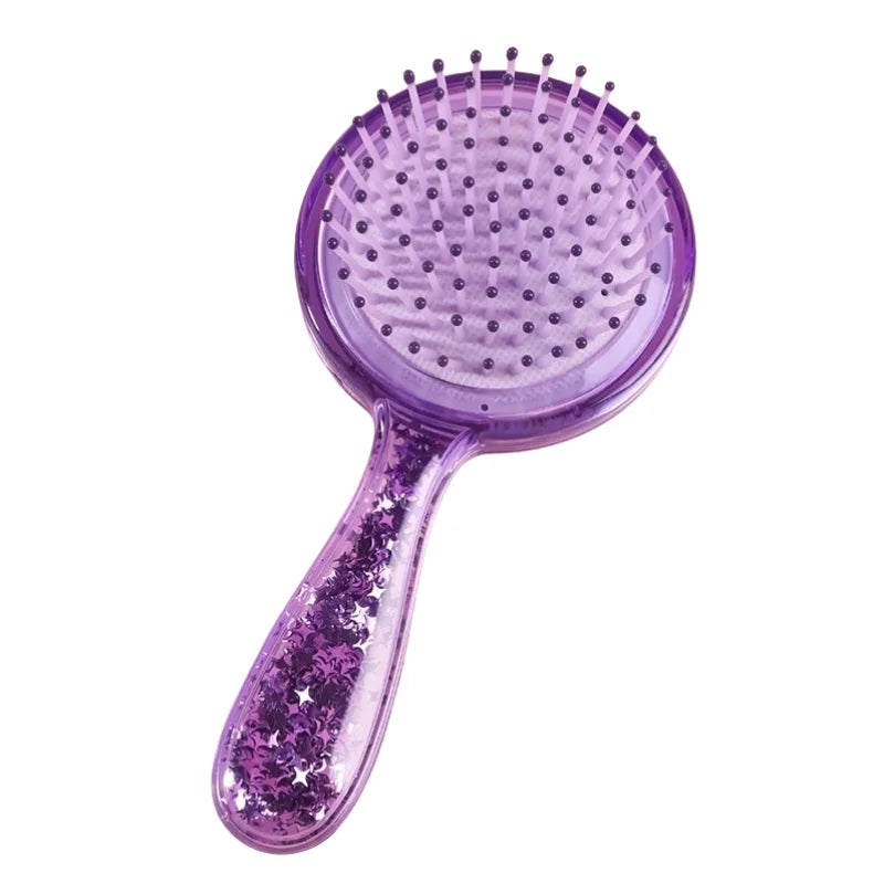 Luxury Hair Brush and Makeup Mirror Purple Glitter Comb and Mirror Kids Hair Brush Handheld Mirror