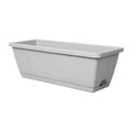Potes Plastics Rectangular Window Box Planter PP Material Wall Mount Gray/White Durable Hanging Planter for Garden Balcony Patio