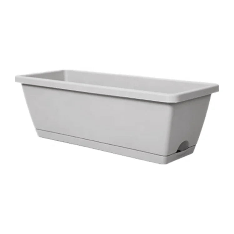 Potes Plastics Rectangular Window Box Planter PP Material Wall Mount Gray/White Durable Hanging Planter for Garden Balcony Patio