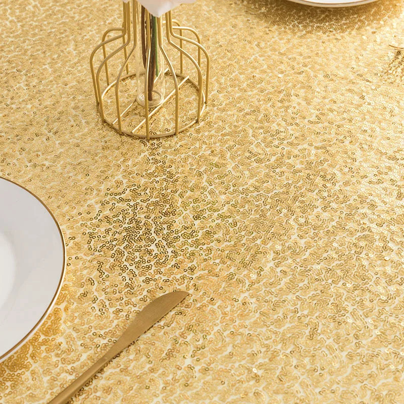 Factory Price 80cm Diameter Round Modern Sparkly Gold Sequin Table Runners for Weddings Party Birthday Christmas Cloth Decor
