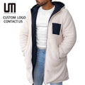 New Products 2025 Autumn Winter Men Warm Fleece Cardigan Patchwork Zipper Hooded Coat Vintage Wool Outerwear Casual Loose Jacket