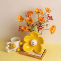 Cute Smiley Face Ceramic Tabletop Vase High-End European Style for Home Entrance Flower Arrangement Living Room Desktop Ornament