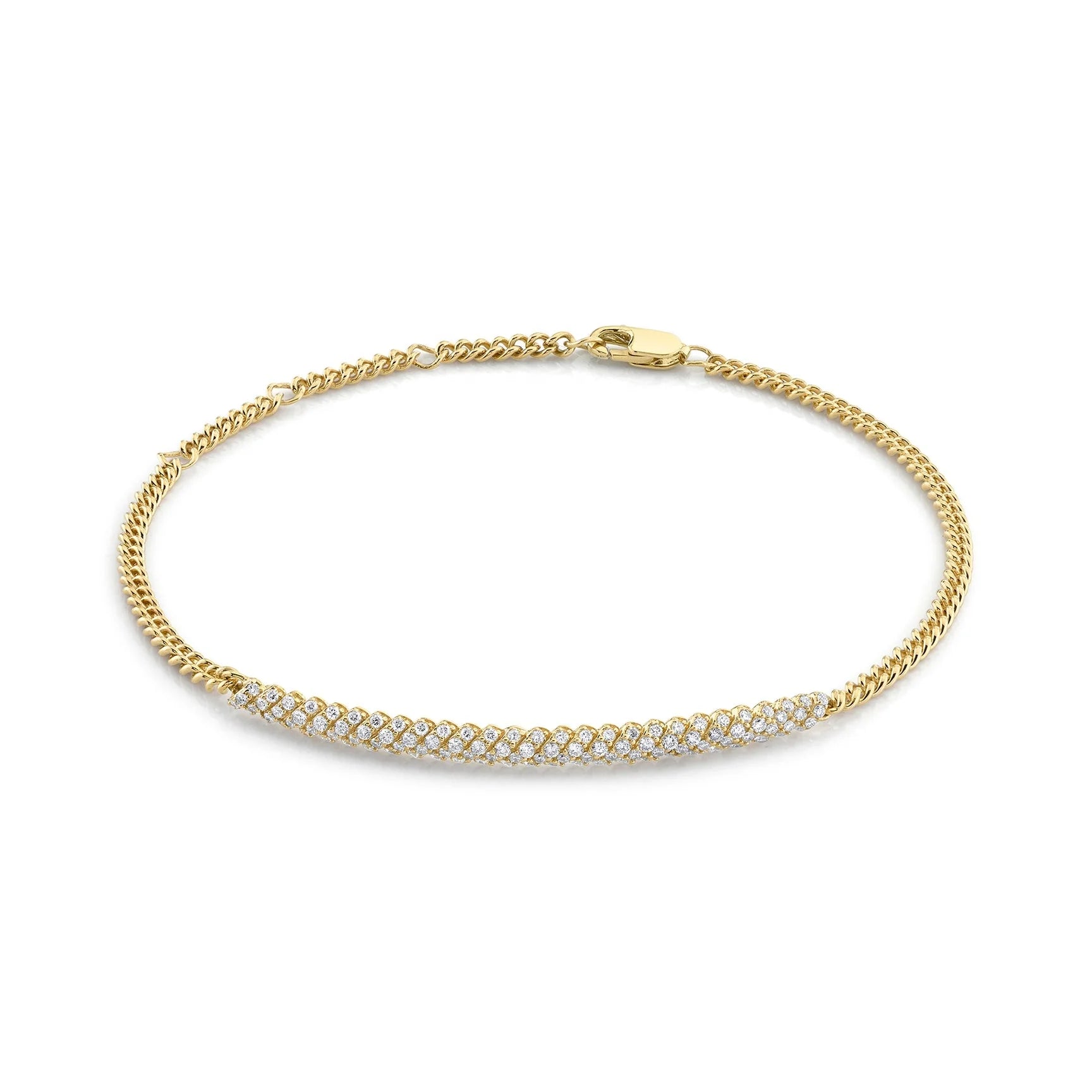 LOZRUNVE Fashion Designer Adjustable Spiral Diamond CZ Twisted Bar Women Curb Chain Bracelet Silver 925 Sterling