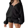 Women's Long-Sleeved Hooded Zipper Sweatshirt Cardigan Autumn Winter Oversized Pullover Casual Sports for Ladies Girls Terry Hot