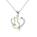 GP79 Hot Selling S925 Sterling Silver Heart Cat Necklace Pendant Love Heart Pendant for Women Girls Cat Lovers Jewelry