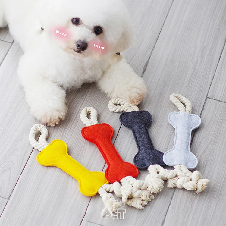 Wholesale Bone Red Yellow Interactive Chew Multi-color Rope Toys for Dogs