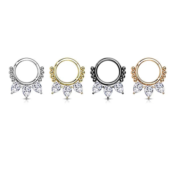 Wholesale Lotus  G23 Titanium Zircon Daith Earring Septum Clicker Nose RIng Jewelry Cartilage Helix Fine Piercing Jewelry