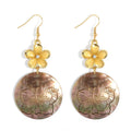 In Stock Beautiful Yellow Flower Design Round Pendant Bulk Hawaiian Earrings Custom Made Jewelry