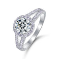 S925 Sterling Silver 3 Ct Round Cut Moissanite Engagement Diamond Halo Ring With GRA Certificate