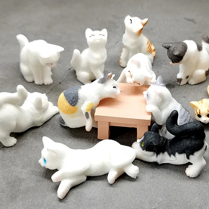 Miniature Cat Resin Craft Mini Animal Home Statue Kawaii Ornament Moss Decorative Terrarium Figurines Lawn Potted Decor
