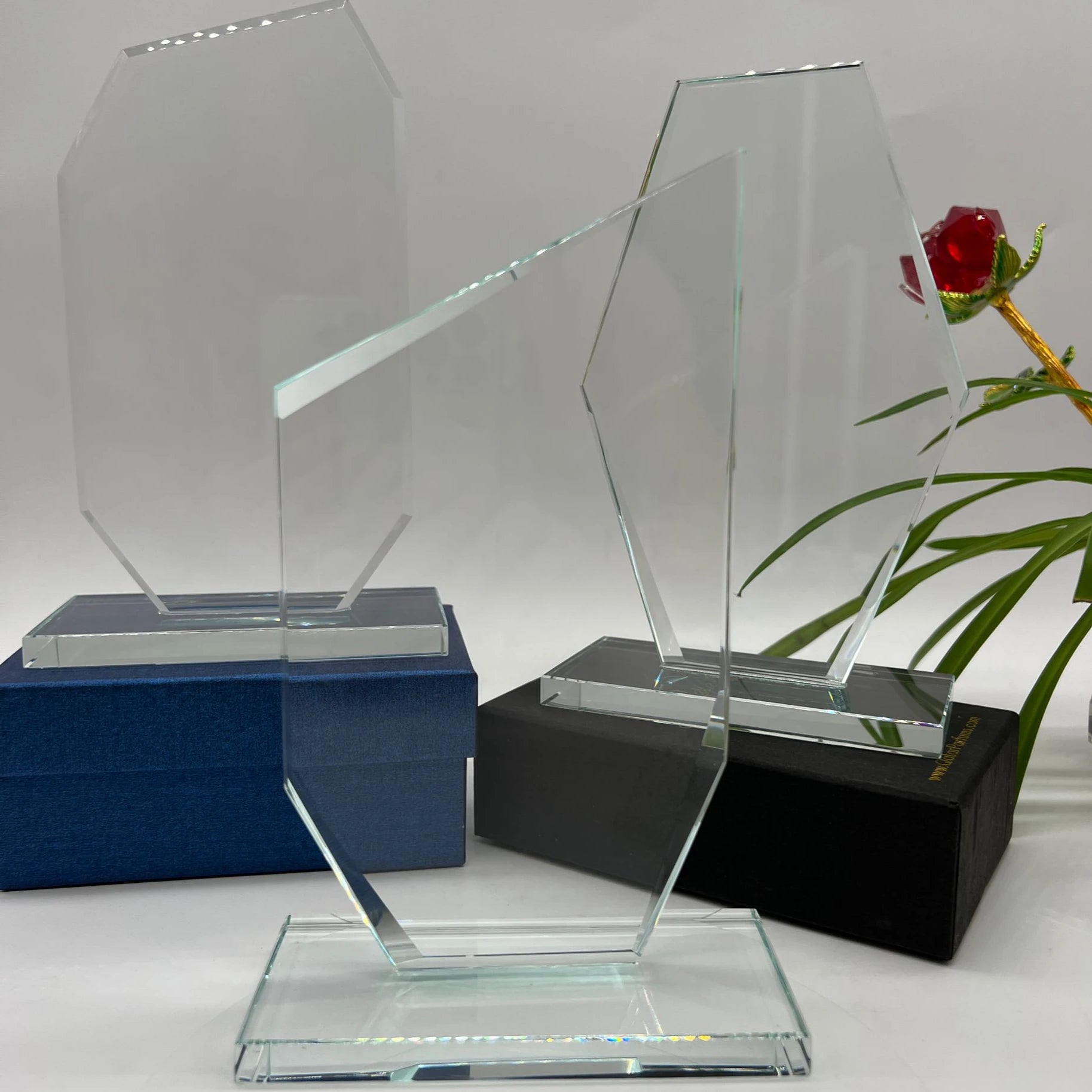 Cheap Wholesale Blank Glass Trophy Awards Custom 3d Laser Engraving Glass Trophies for Business Gift