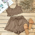 2020 amazon  Hot Style Space Dye Ruffled Edge Halter Top and Shorts Set