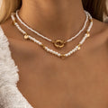 2022 New Arrival Adjustable Beaded Chain Necklace 2Pcs/Set Elegant White Pearl Choker Necklace Jewelry for Women and Girls