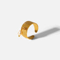 18k Gold Plated Opening Ring Stainless Steel Heart Pendant Freshwater Pearl Wide Rings for Women