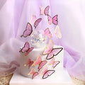Wholesale 5pcs Ins  Paper Pink Vivid Beautiful Butterfly Happy Birthday Party Decorations  Butterfly  Cake Toppers