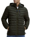 Wholesale Padded Jacket Men Black Custom Logo Hooded Padded Quilted Winter Coats for Men