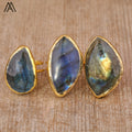Elegant Flash Labradorite Rings for Men Fashion Jewelry Valentine's Day Gifts