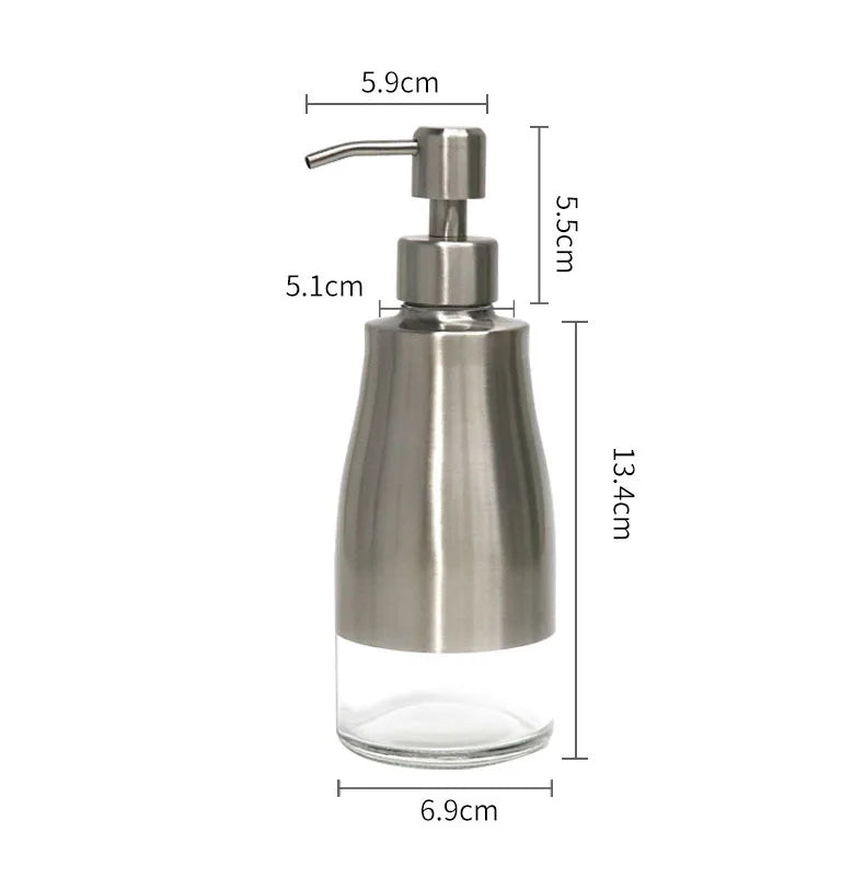Modern Luxury 300ML Stainless Steel Hand Soap Dispenser Rustproof with Pump for Hotel Use Bathroom Accessories Plastic Material