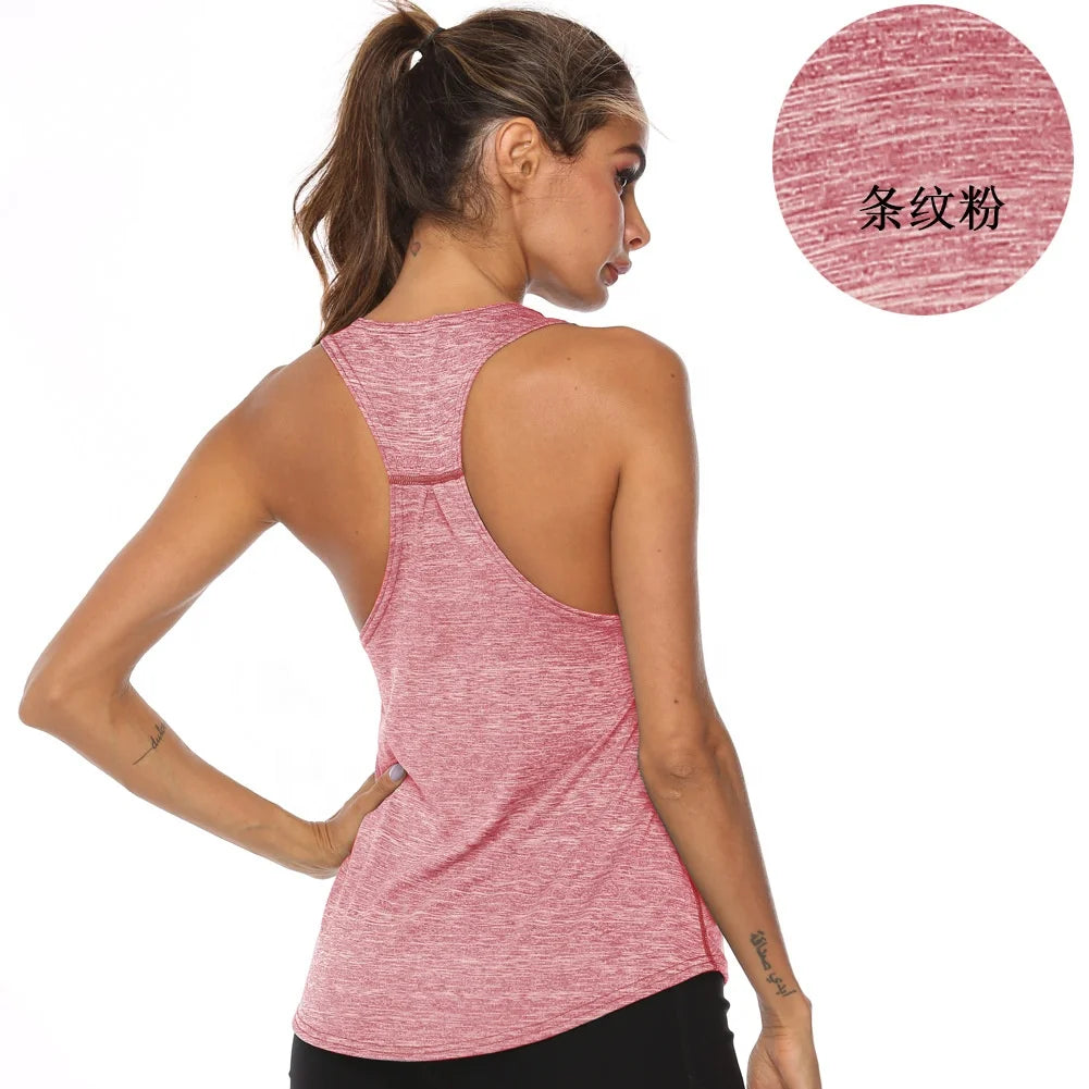 Hot Selling Women's Lady Girl's Base Solid Fitness Sports Training Yoga Vest tank Tops Gym Wear Singlets Vests