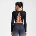 New Ins Women Long Sleeve Stretchy Soft Cropped Top Hollow Back Fitness Sports T Shirt With Padded