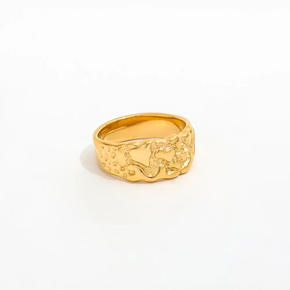 Non Tarnish & Waterproof  18k Gold Plated Rugged  Stainless Steel  Rings for Women Trendy Jewelry