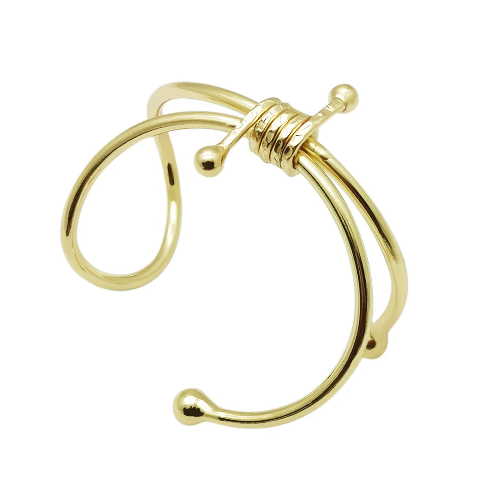 New Arrival Unique Design Irregular Twist Metal Cuff Bracelet Gold Plated Bangle Indian Summer Party Jewelry for Women