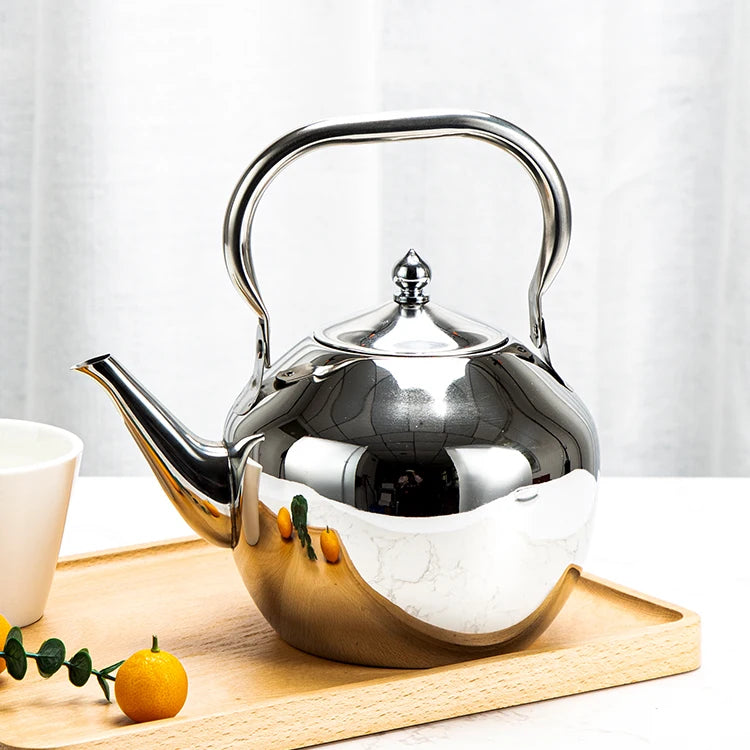 Customized Eco-Friendly Stainless Steel 1.2L-2L Polished Silver Whistling Water Kettle Pot Cover Gas Induction Ready Modern