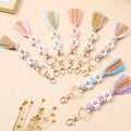 Boho Macrame Flowers Keychain Cute Handmade Tassel Charm Hand Woven Floral Tassel Keychain