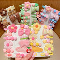 12pcs/Set New Fashion Cute Butterfly Heart Star Flower Pink Children Hair Clips Kids Bows Hair Clips Baby Hair Accessories
