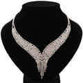 Vibrant Vintage Wedding Dress Accessories Large Statement Silver Necklaces with Full Rhinestones for Parties and Engagements