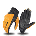 Custom Summer Motorcycle Gloves Leather Yellow Motocross Glove Men Women Retro Biker Cycling Motorcyclist Protection Goatskin