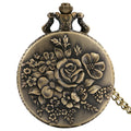 Antique Gift Metal Necklace Clock Retro Flower Steampunk Pocket Watch With Chain for Women
